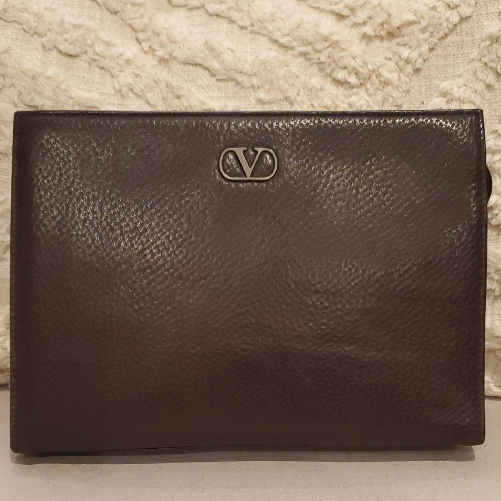 Valentino Garavani Brown Leather Clutch